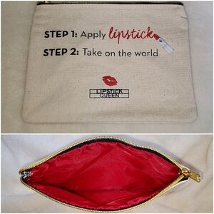 NEW - Lipstick Queen - Canvas Makeup Cosmetics Travel Bag Pouch NWOT